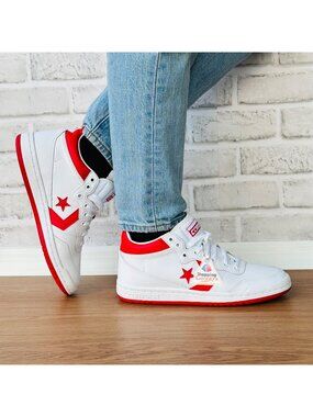 ⭐Converse Fastbreak Pro Mid Leather Sz 7 Women's Shoes Sneaker White Red A10200C